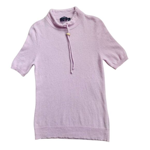 Theory Drawstring Mock Neck Sweater Tee Womens Medium 100% Cashmere $265 Retail - Picture 1 of 4